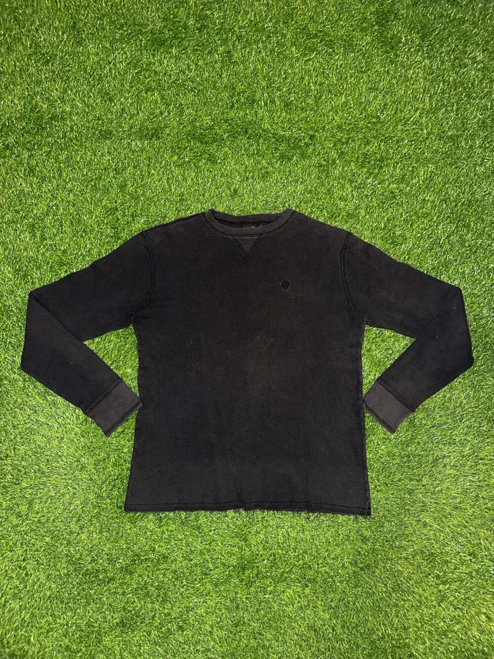 Element Y2K Black Thermal waffle Long Sleeve Shirt size Large